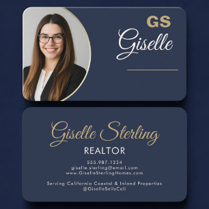 Realtor Navy Blau Gold Foto  Visitenkarte