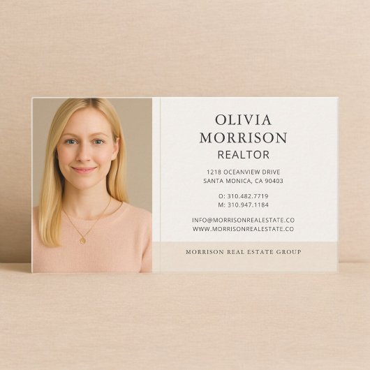 Realtor Neutral Beige Photo Visitenkarte