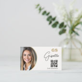 Realtor Neutrales Beige QR-Code-Foto Visitenkarte (Stehend Vorderseite)