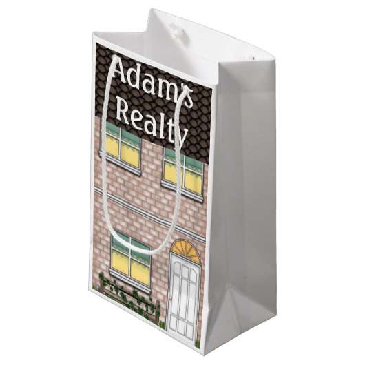 Realtor-offenes Haus-Zuhause-Form Goodie Tasche Kleine Geschenktüte (Vorderseite Schrägansicht)