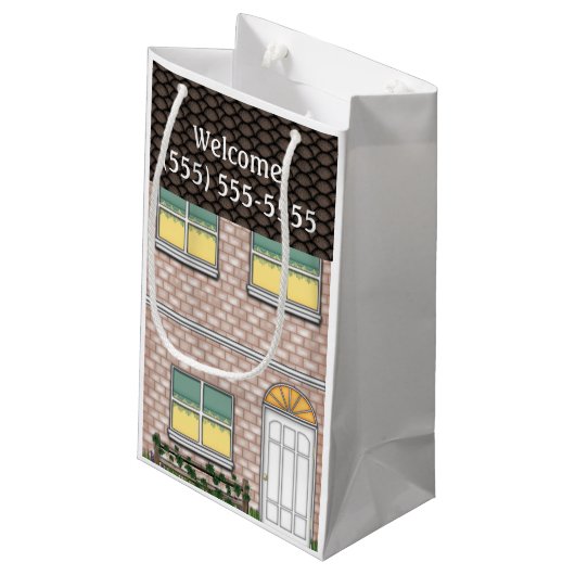 Realtor-offenes Haus-Zuhause-Form Goodie Tasche Kleine Geschenktüte (Rückseite Schrägansicht)