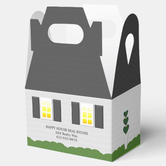 Realtor Open House Pink Door Weiße Haus Geschenkschachtel (Geöffnet)