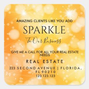 Realtor Open House Sparkle Pop per Postkarte Quadratischer Aufkleber
