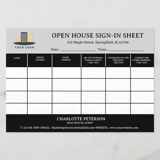 Realtor Open House Unterschrift in Blatt (Vorne)