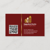 Realtor Persönliches Foto, QR-Code, Logo-Maroon Visitenkarte (Rückseite)