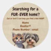 Realtor Pop-by-Pet Puppy Kitten Vet Runder Aufkleber (Vorderseite)