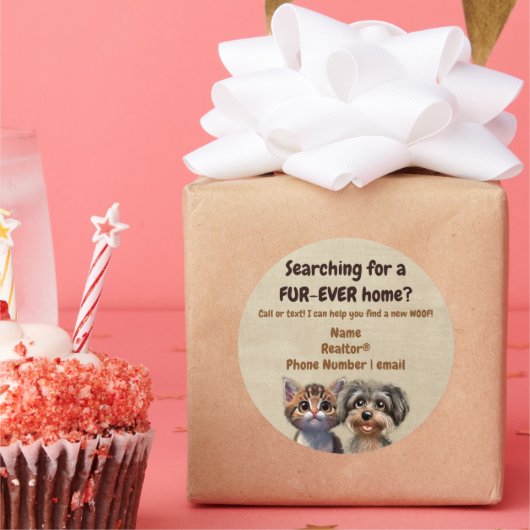 Realtor Pop-by-Pet Puppy Kitten Vet Runder Aufkleber (Party)