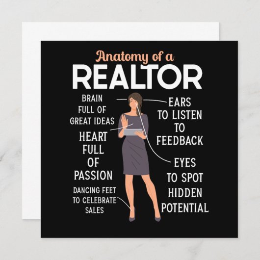 Realtor Real Anwesen Agent Anatomie eines echten S Einladung (Vorne/Hinten)