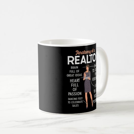 Realtor Real Anwesen Agent Anatomie eines Immobili Kaffeetasse (VorderseiteRechts)