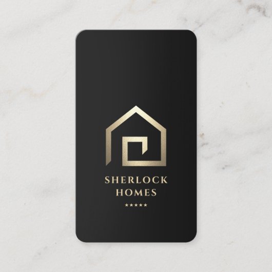 Realtor Real Anwesen Agent Black Imitats Gold Hous Visitenkarte (Vorderseite)