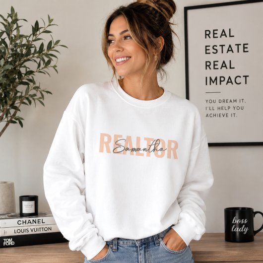 Realtor Real Anwesen Agent Blush Pink Monogram Sweatshirt