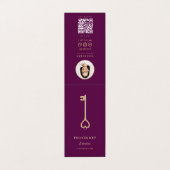 Realtor Real Anwesen Agent Gold Key QR Lila Visitenkarten (Außenseite Aufgefaltet)