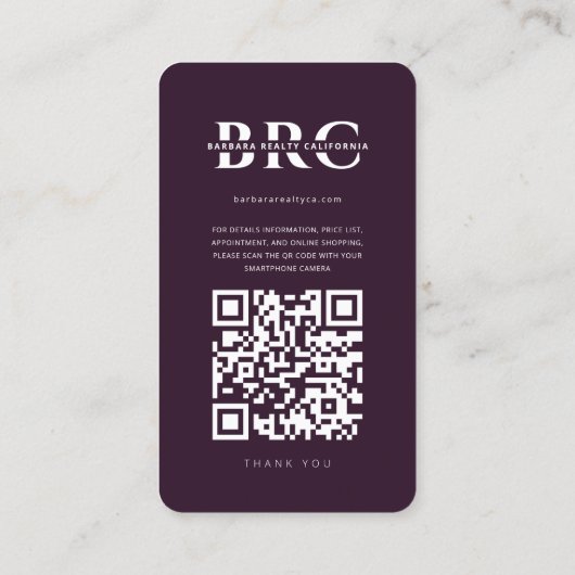 Realtor Real Anwesen Elegante Dark Lila IG Grid Visitenkarte (Rückseite)