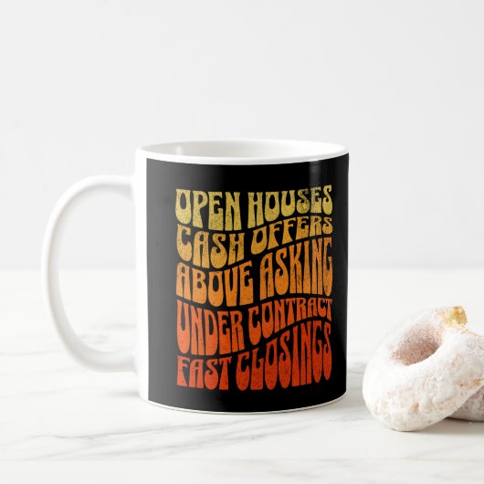 Realtor Real Anwesen Favorites Groovy Retro Boho Kaffeetasse (Mit Donut)