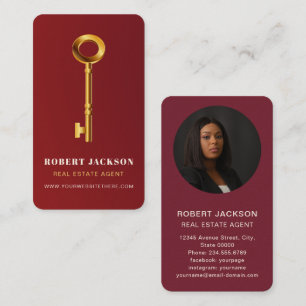 Realtor Real Anwesen Gold Key Luxus Red Visitenkarte