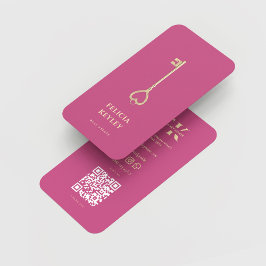 Realtor Real Anwesen Monogram Modern Pink Visitenkarte