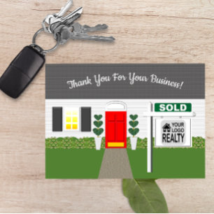 Realtor Red Door Sold Sign Vielen Dank Notecard Dankeskarte