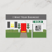 Realtor Red Door White House Sold Sign Visitenkarte (Rückseite)