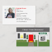 Realtor Red Door White House Sold Sign Visitenkarte (Vorne/Hinten)