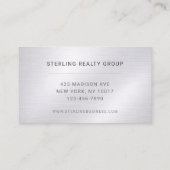 Realtor Silver Metallic Professional Visitenkarte (Rückseite)