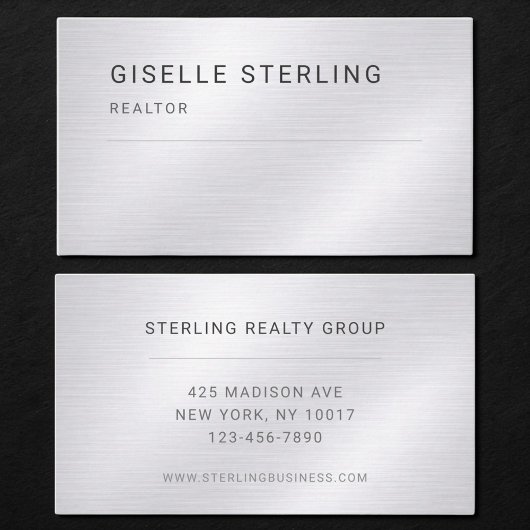 Realtor Silver Metallic Professional Visitenkarte
