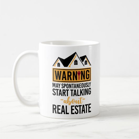 Realtor-Warnung könnte beginnen, über wirkliche Kaffeetasse (Links)