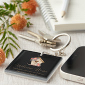 Realtor Welcome Zuhause Personalisiert in Schwarz Schlüsselanhänger (Vorderseite rechts)