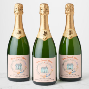 Realtor Welcome Zuhause Sweet Zuhause New Homeowne Schaumweinetikett