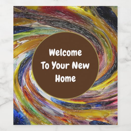 Realtor Werbeaktion Bright Retro Swirl Real Anwese Weinetikett (Einzelnes Label)