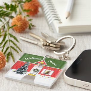 Realtor-willkommener Zuhause-Feiertags-neuer Schlüsselanhänger