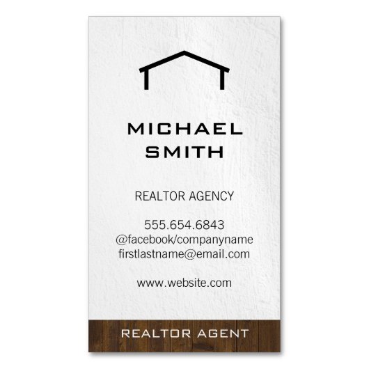 Realtor Wood Trim Magnetische Visitenkarte (Vorderseite Vertikal)