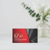 Realtor Zuhause Icon | Red Black Layered Visitenkarte (Stehend Vorderseite)