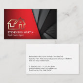 Realtor Zuhause Icon | Red Black Layered Visitenkarte (Vorne/Hinten)