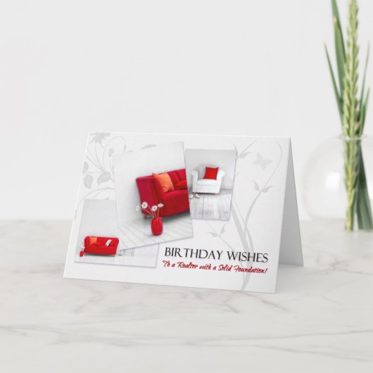 Realtor's Birthday Fun Red White Zuhause Interior Karte (Vorderseite)