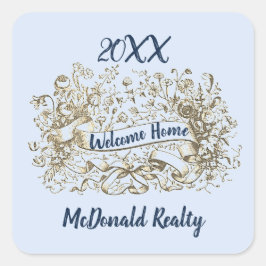 Realty Business Vintag Welcome Zuhause Realtor Quadratischer Aufkleber