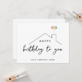 Realty Happy Birthday House Balloons Karte (Vorderseite/Rückseite Beispiel)