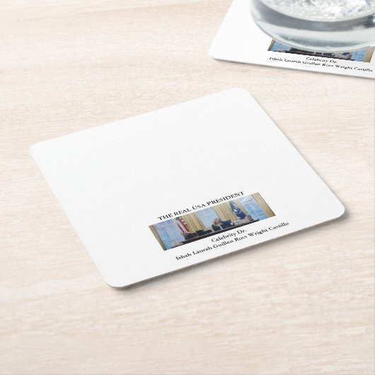 #REALUSAPRESIDENT #CELEBRITY #DR #ISHAHLAURAH RECHTECKIGER PAPPUNTERSETZER (angewinkelt)