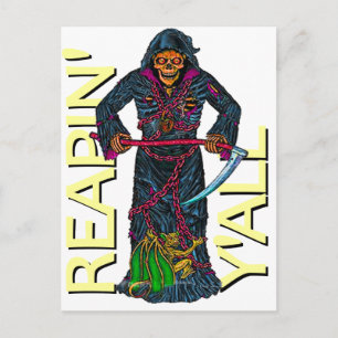 Reapin' Y'all Robed Skeleton Postkarte