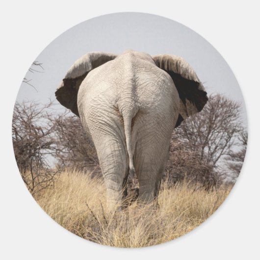Rear view of elephant runder aufkleber (Vorderseite)