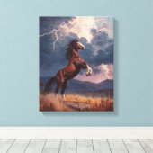 Rearing Horse Lightning Storm Painting Leinwanddruck (Insitu (Holzboden))