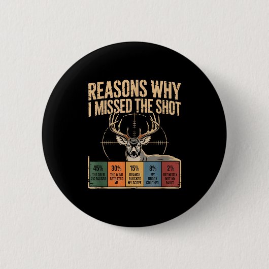 Reasons Why I Missed The Shot Funny Deer Hunting E Button (Vorderseite)