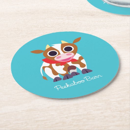 Reba die Kuh Runder Pappuntersetzer (Angewinkelt)