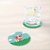 Reba die Kuh Runder Pappuntersetzer (Vor Ort)