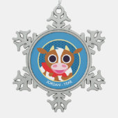 Reba die Kuh Schneeflocken Zinn-Ornament (Vorderseite)