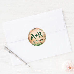 Rebe auf Holz St. Patricks Tag Irische Hochzeit Runder Aufkleber