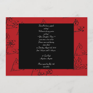 Rebe-Herz-rote und schwarze Geburtstags-Einladung Einladung