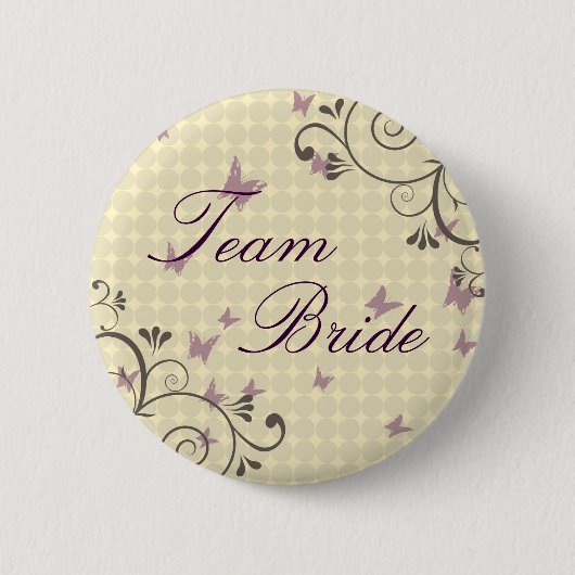 Rebe-u. Schmetterlings-Team-Braut-Knopf-Creme Button (Vorderseite)
