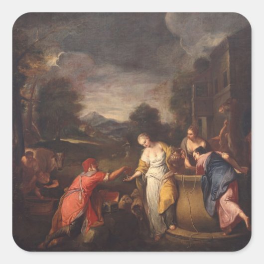 Rebecca am Brunnen Quadratischer Aufkleber (Vorderseite)
