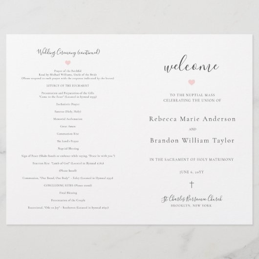 Rebecca Catholic Wedding Mass Zeremony Program (Vorderseite)