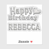 Rebecca Happy Birthday silver Aufkleber Sticker (Blatt)